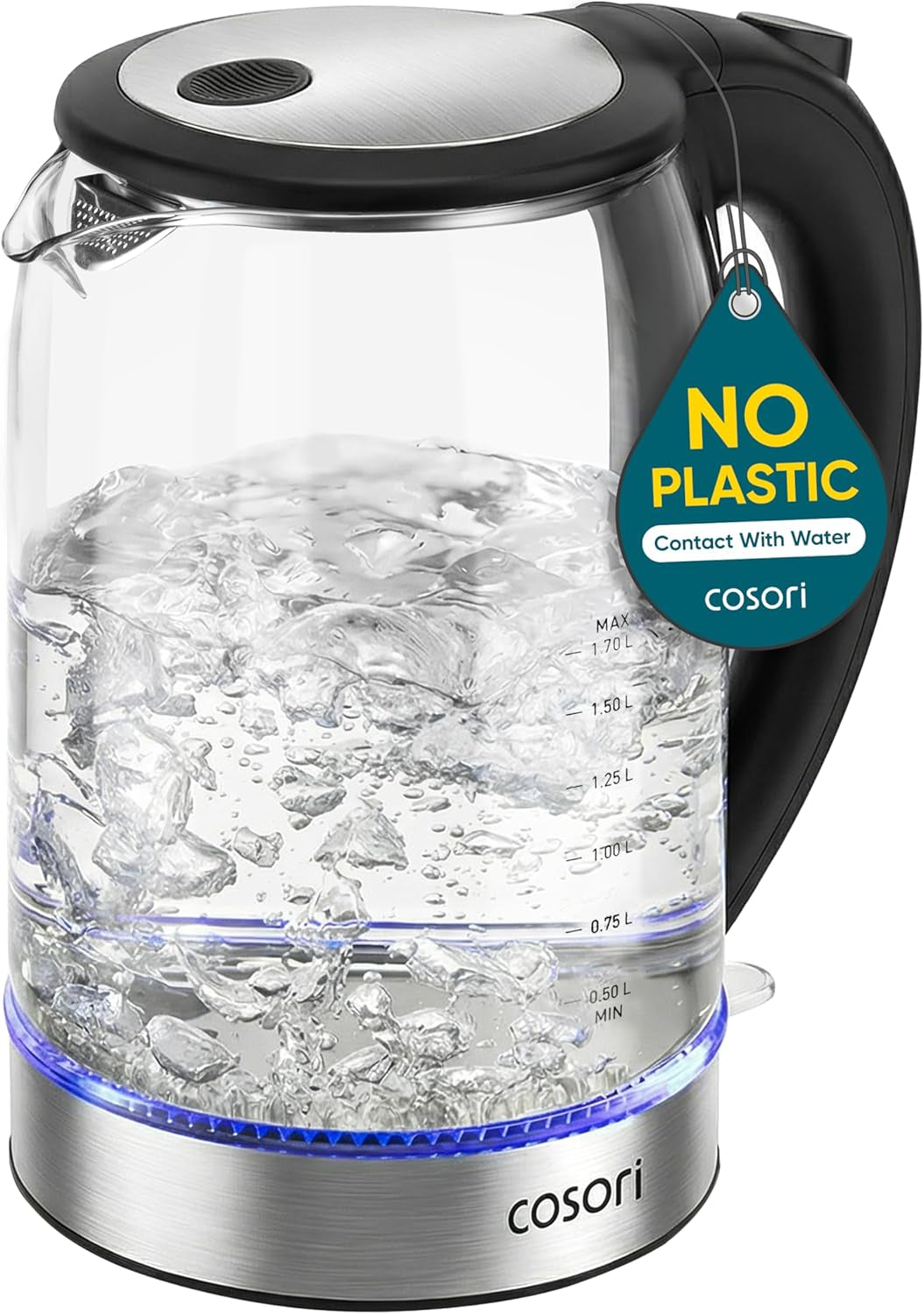 Electric Kettle, Tea Kettle Pot, 1.7L/1500W, Stainless Steel Inner Lid & Filter, Hot Water Kettle Teapot Boiler & Heater, Automatic Shut Off, Bpa-Free, Black