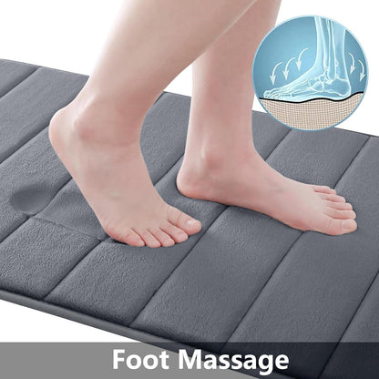 Memory Foam Soft Bath Mats - Non Slip Absorbent Bathroom Rugs Extra Large Size Runner Long Mat for Kitchen Bathroom Floors 24" X 70", Dark Grey