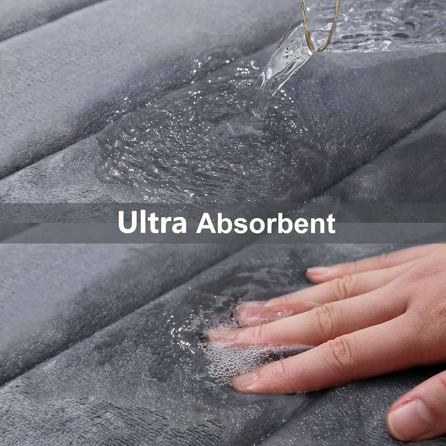 Memory Foam Soft Bath Mats - Non Slip Absorbent Bathroom Rugs Extra Large Size Runner Long Mat for Kitchen Bathroom Floors 24" X 70", Dark Grey
